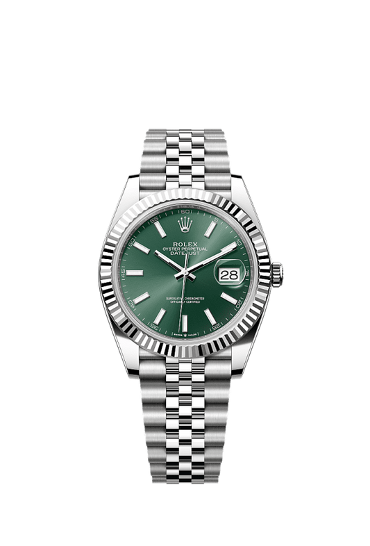 Role_x Datejust Silver Green Dial Watch