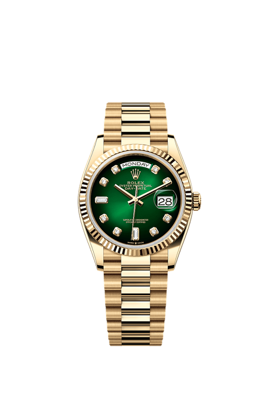 Role_x Gold Green Diamond Dial Watch