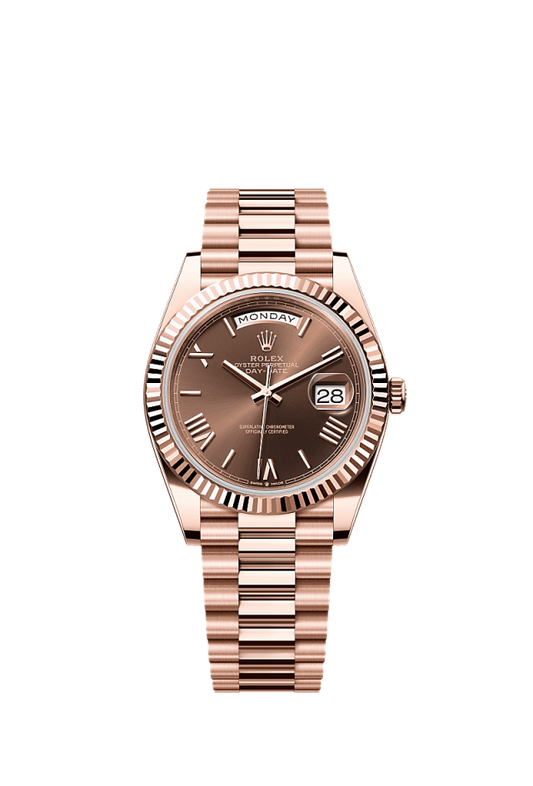 Role_x Rose Gold Brown Dial Day-Date Watch
