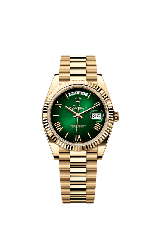 Role_x Gold Green Dial Day-Date Quartz Watch