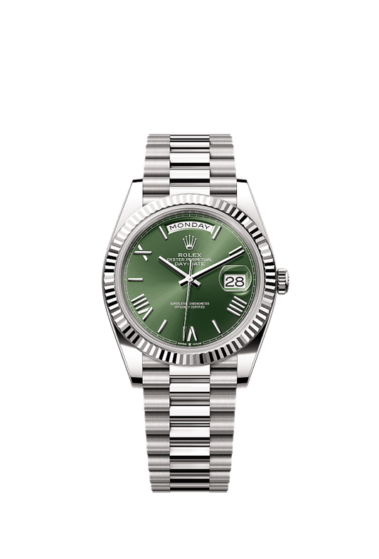 Role_x Oyster Perpetual Day Date 40 Battery Silver-Green