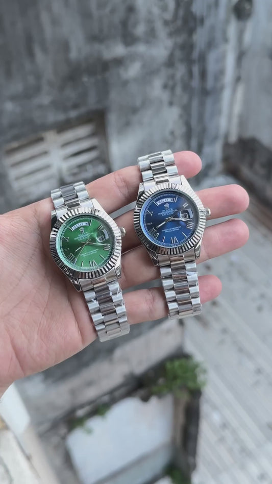 Role_x Oyster Perpetual Day Date 40 Battery Silver-Green