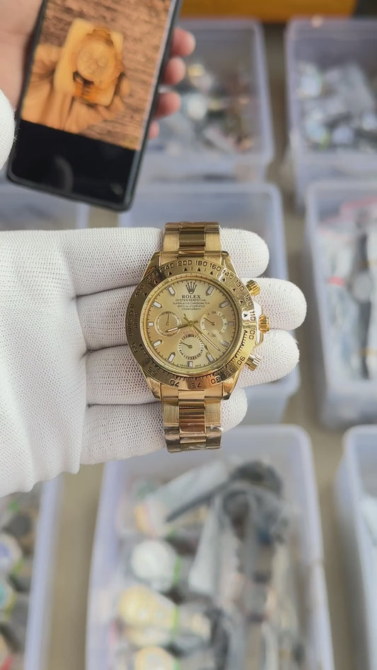 Role_x Daytona Champagne Gold Chronograph Watch