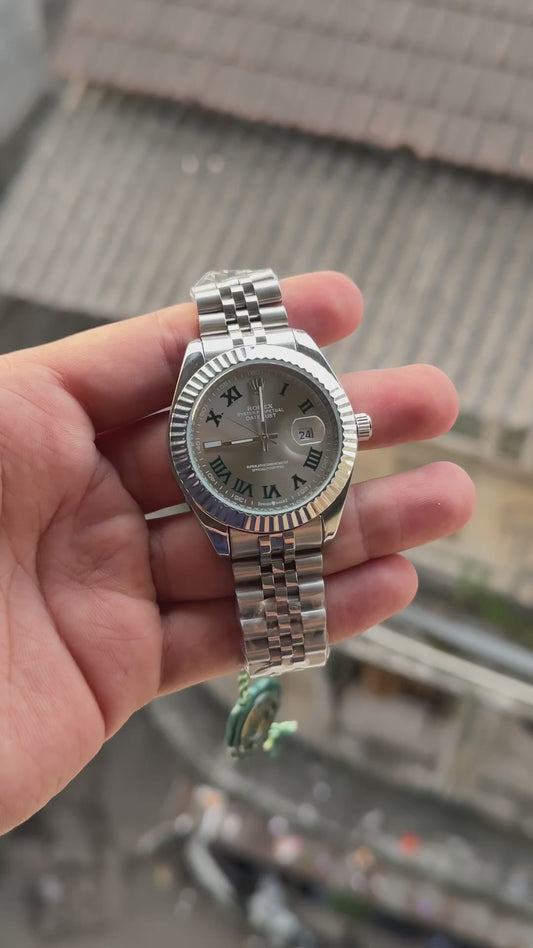 Role_x Datejust Silver Grey Roman Dial Watch
