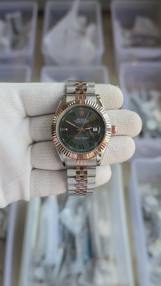 Role_x Datejust Two-Tone Rose Gold Roman Dial Watch