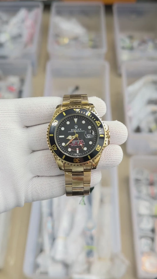 Role_x Submariner Black Dial Full Gold Luxury Watch
